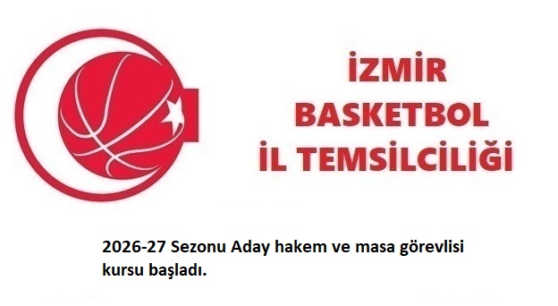 2026-27 Sezonu Aday hakem ve masa görevlisi kursu başladı. 19.10.2026 günü saat 18:30 da Türkiye Basketbol Federasyonu Eğitim Sorumlusu  Sayın Turgut Işık tarafından verilen eğitimler ile başladı.  Masa görevlisi 106 aday kursiyer ve Basketbol aday hakemi 47 kursiyerin katılımı ile eğitimler başladı.  Basketbol hakem ve masa görevlileri adaylarına oyun kuralları hakkında eğitimin verildiği kurs  23.20.2026 gününe kadar devam edecek. Katılım gösteren tüm kursiyerlerimize başarılar dileriz. İzmir Basketbol İl Temsilciliği